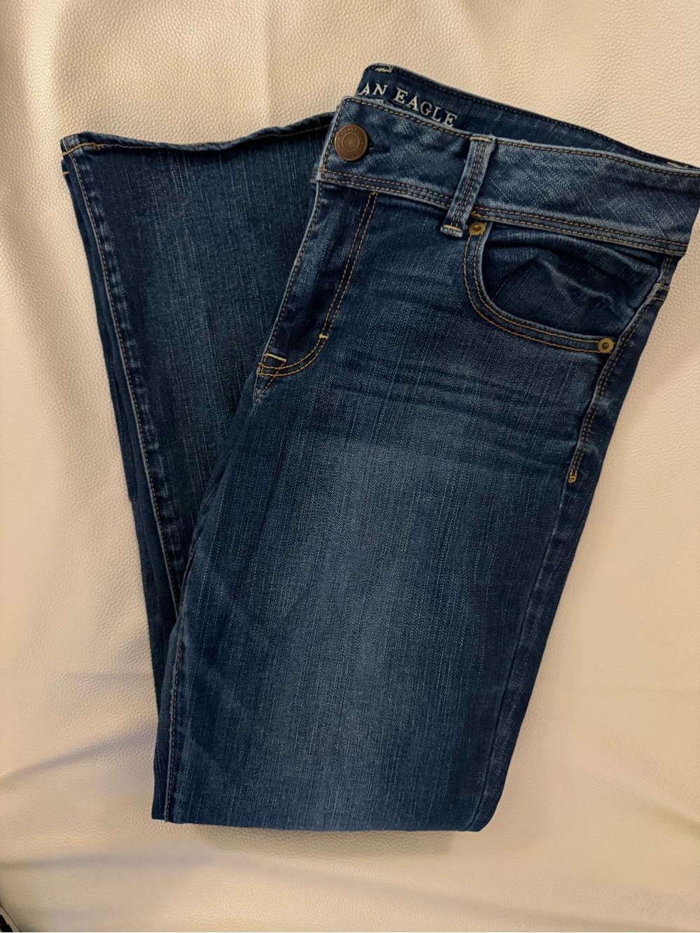 American Eagle Outfitters Women's Dark Blue Kick Boot Jeans
